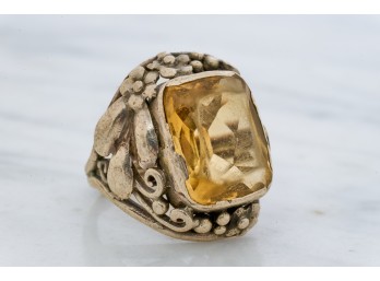 ART NOUVEAU INSPIRED STERLING & CITRINE RING