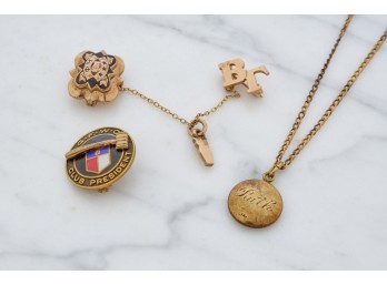 14k GOLD PENDANT and 10k GOLD PINS