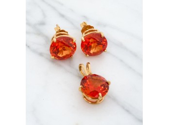 14k GOLD and MEXICAN FIRE OPAL SET