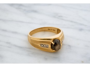 14k GOLD RING set with BLACK SAPPHIRE