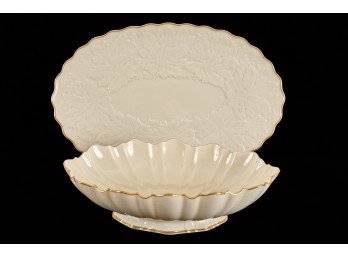 LENOX SCALLOPED RIM BOWL and TRAY