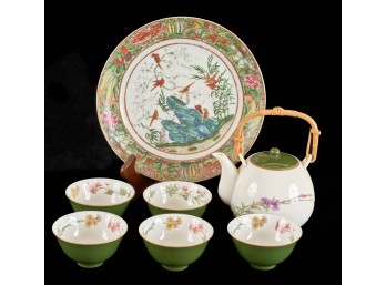 (19th c) CHINESE PLATE with BIRDS & PRUNUS