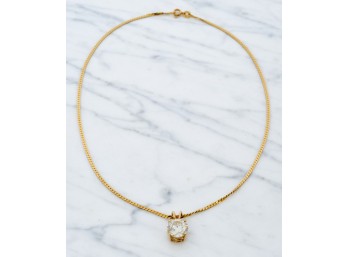 ITALIAN 14k GOLD NECKLACE with CZ PENDANT