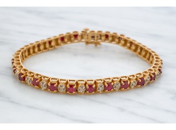14k GOLD RUBY And DIAMOND BRACELET