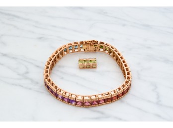 14k ROSE GOLD and MULTI GEMSTONE BRACELET