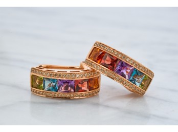 14k ROSE GOLD and MULTI GEMSTONE EARRINGS
