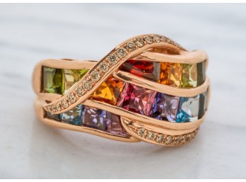 14k ROSE GOLD and MULTI GEMSTONE RING