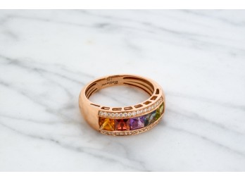 14k ROSE GOLD and MULTI GEMSTONE RING