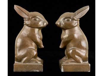 PAIR of STYLIZED RABBIT BOOKENDS