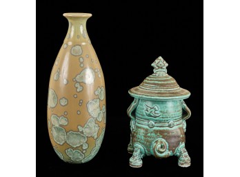PORCELAIN JAR by SUSAN DOUGLASS & VASE