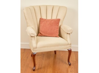 SCALLOP-BACK MAHOGANY EASY CHAIR