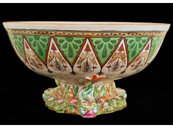 (19th c) ENGLISH PUNCH BOWL with DOLPHIN FEET