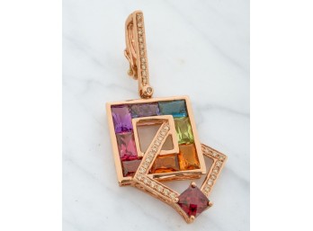 BELLARRI MIXED GEMSTONE 14k GOLD PENDANT