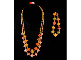 LAMPWORK GLASS BEAD NECKLACE & BRACELET