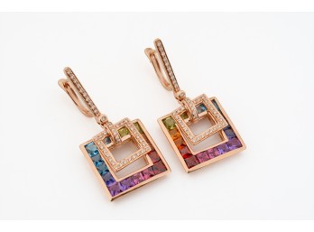 BELLARRI MIXED GEMSTONE 14k GOLD EARRINGS