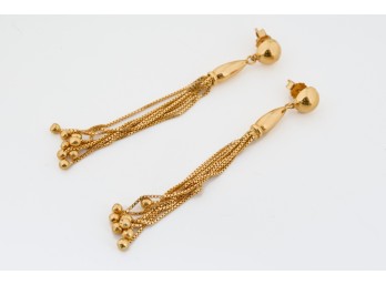 PAIR of 18k GOLD TASSELED EARRINGS
