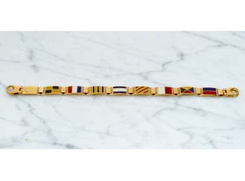 18k ENAMELED GOLD YACHT FLAG BRACELET