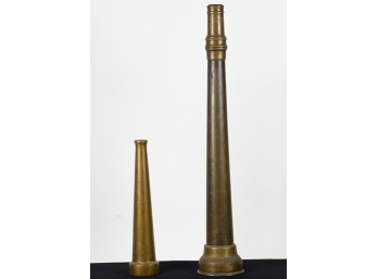 (2) BRONZE FIRE HOSE NOZZLES