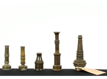 GROUPING OF (5) BRONZE FIRE HOSE NOZZLES