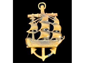 BRONZED (3) MASTED SHIP & ANCHOR DOOR KNOCKER