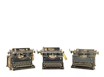 (3) ROYAL STANDARD TYPEWRITERS w GLASS PANELS