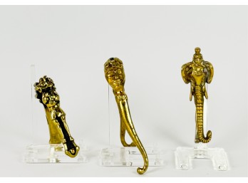 GROUP (3) CAST BRASS FIGURAL NUTCRACKERS