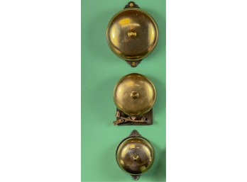 (2) BRASS DOORBELLS & (1) BRASS PULLEY BELL