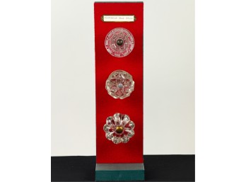 (3) MOUNTED PRESSED GLASS FURNITURE PULLS