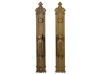 PR FINELY CAST BRONZE GOTHIC REVIVAL DOOR HANDLES