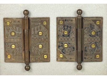 PAIR OF EAST LAKEVICTORIAN CAST BRONZE DOOR HINGES