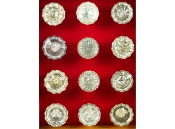 GROUP (12) (19th/20thc) PRESSED GLASS DOOR KNOBS