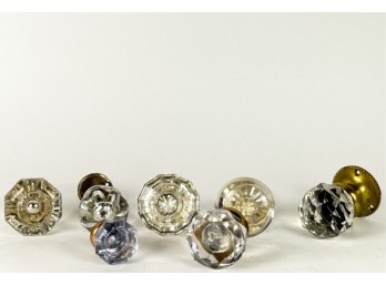 GROUPING (7) GLASS DOOR KNOBS