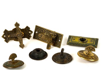 GROUP of VICTORIAN BRASS DOORBELL HARDWARE
