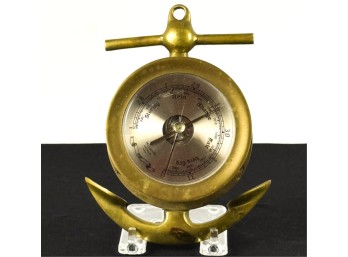 BRASS SHIP'S BAROMETER w ANCHOR