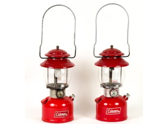 (2) VINTAGE COLEMAN LANTERNS MODEL 200A in RED