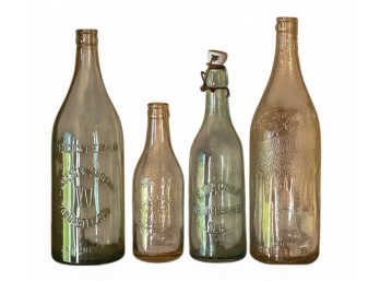 (4) ANTIQUE GLASS BOTTLES - MA & NH