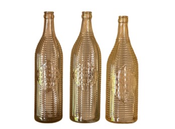(3) ANTIQUE GLASS ORANGE CRUSH SODA BOTTLES