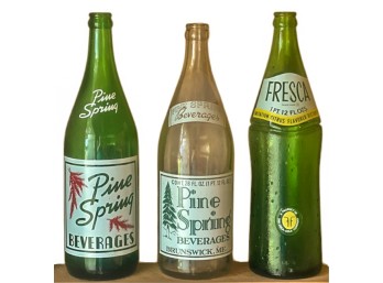 (3) VINTAGE GLASS BEVERAGE BOTTLES