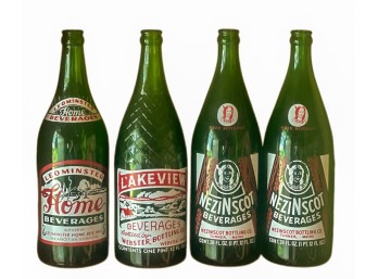(4) VINTAGE GLASS BEVERAGE BOTTLES