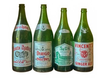 (4) VINTAGE GLASS BEVERAGE BOTTLES - MAINE