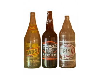 (3) VINTAGE GLASS BEVERAGE BOTTLES