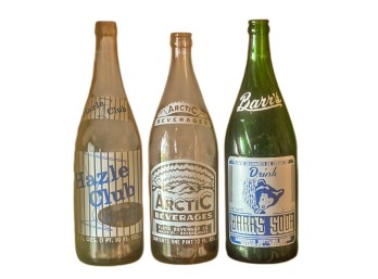 (3) VINTAGE GLASS BEVERAGE BOTTLES