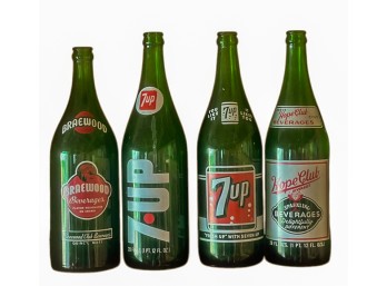 (4) VINTAGE GLASS BEVERAGE BOTTLES