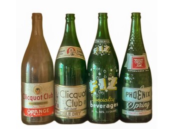 (4) VINTAGE GLADS BEVERAGE BOTTLES
