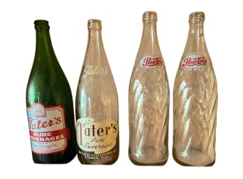 (4) VINTAGE GLASS BEVERAGE BOTTLES