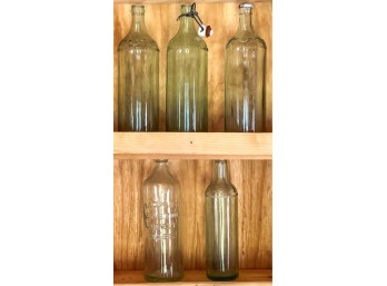 (5) EARLY GLASS MOXIE BOTTLES