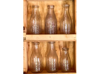 (6) ANTIQUE MOLDED GLASS MILK BOTTLES - HAVERHILL
