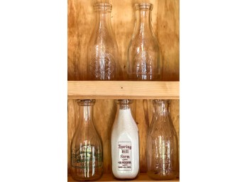 (5) ANTIQUE MASSACHUSETTS GLASS MILK BOTTLES