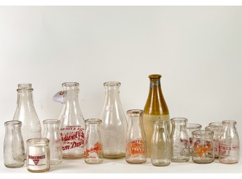 GENEROUS LOT of ANTIQUE/VINTAGE GLASS MILK BOTTLES