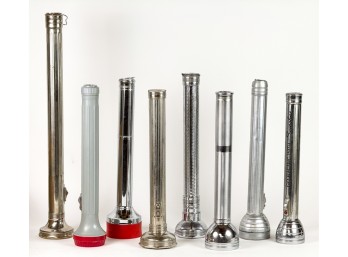 (8) LARGE VINTAGE/ANTIQUE FLASHLIGHTS
